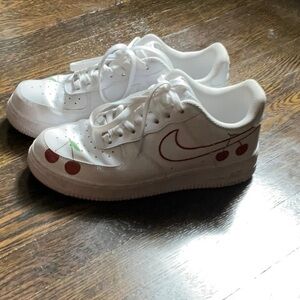 Nike White Sneakers with Cherry Accents